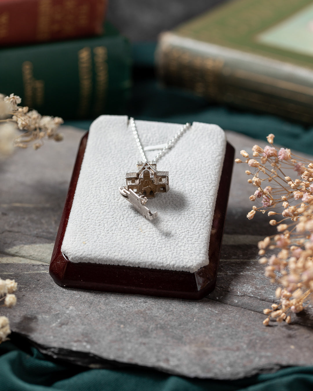 Sterling Silver Opening Church Necklace. Opens to reveal a tiny Bride & Groom at the altar.